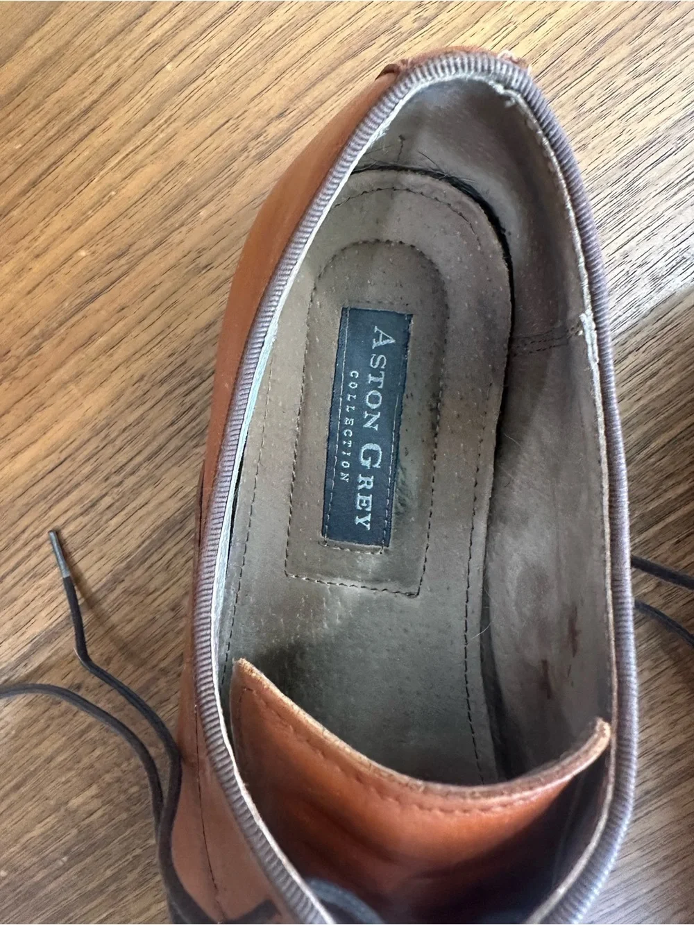 Aston Grey Men's Brown Leather Derby Shoes Size 10